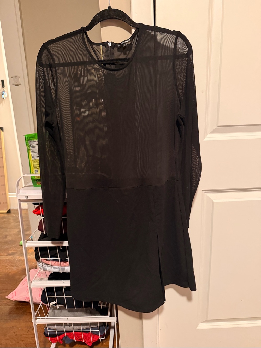 Black Mesh Long Sleeve Romper